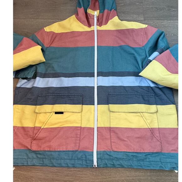 Zara Mens Striped Hoodie Color Block Jacket Warm Winter Casual Relexed  Sz XL - Picture 4 of 8